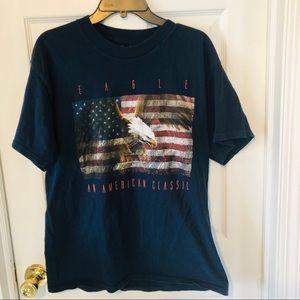 LIFESTYLE CLASSICS Navy blue Eagle an American classic eagle flag shirt SZ L